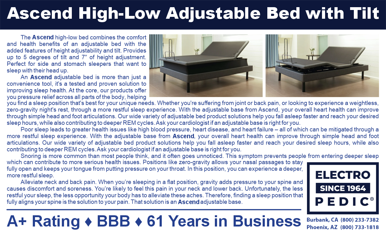 Los Angeles Ascend High-Low 3-Motor Fully Electric Organic Adjustable Bed replacement mattress