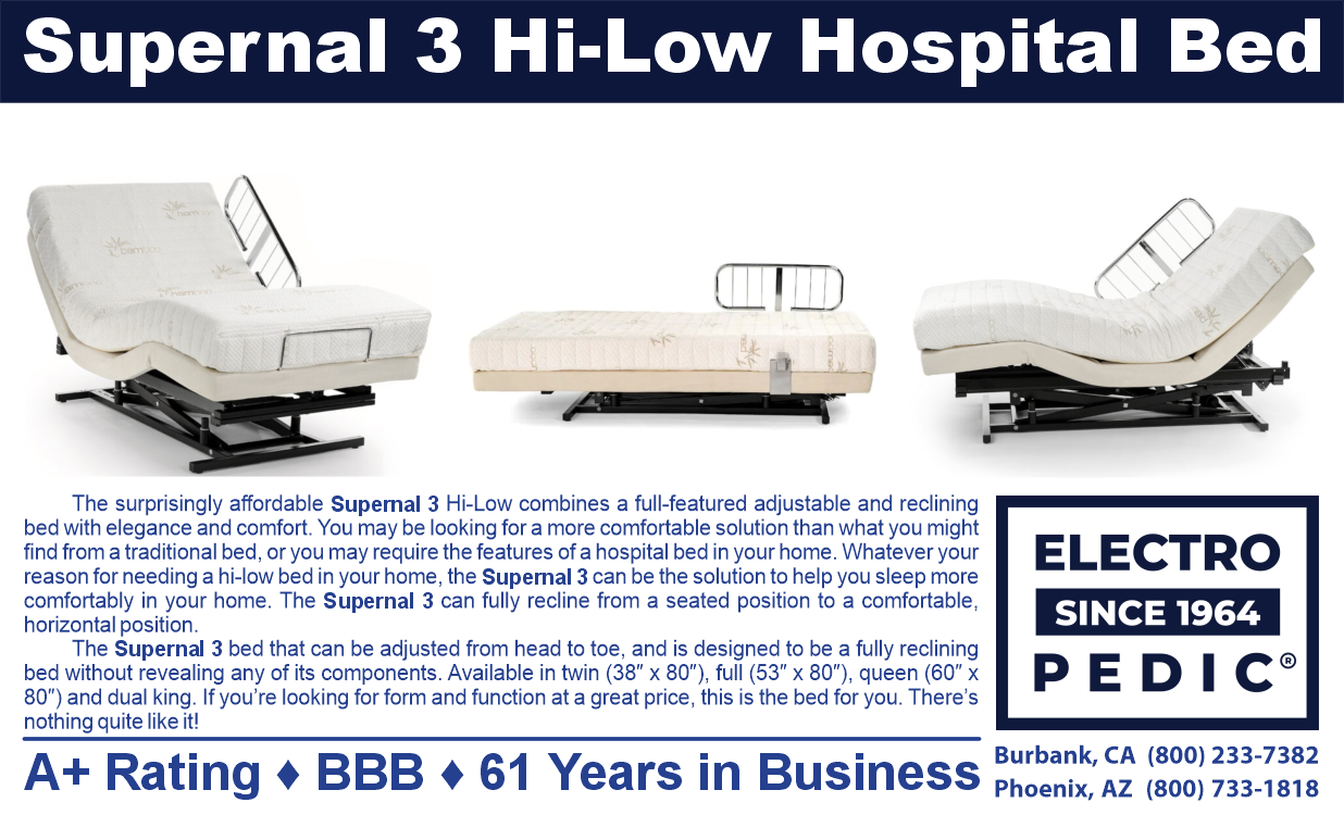 Super 3 by Transfer Master Graham Field electric adjustable bed with side rails